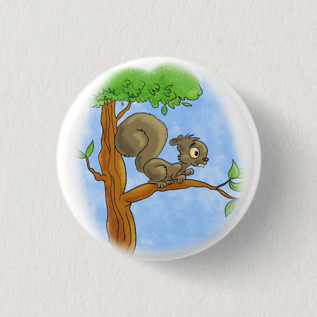 Süßes Cartoon Eichhörnchen Button (Vorderseite)