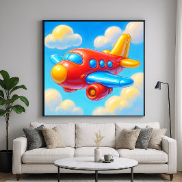 Süßes Cartoon-Flugzeug Poster