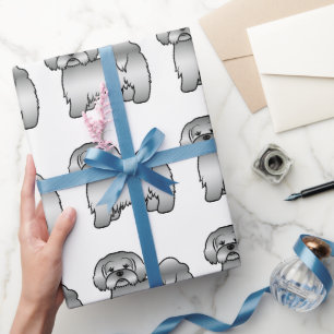 Süßes Cartoon-Hund-Muster eines silbernen Lhasa Ap Geschenkpapier