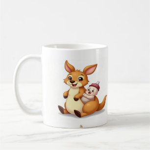Süßes Cartoon-Känguru mit Baby und Milchflasche - Kaffeetasse
