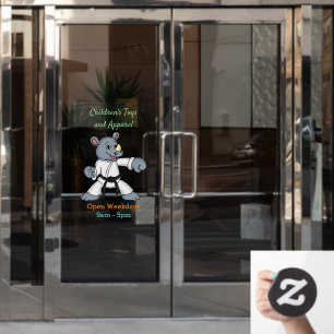 Süßes Cartoon-Nashorn Kung-Fu-Cartoon Fensteraufkleber