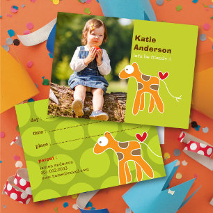 Süßes Cartoon Orange Giraffe Foto Kinder Spielterm Telefonnummerkarte