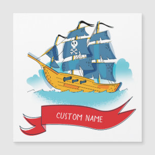 Süßes Cartoon-Piraten-Schiff mit individuellem Tex Magnetkarte