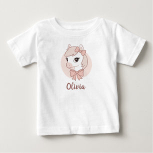 Süßes Cartoon-Pony mit rosa Schleifen Baby T-shirt