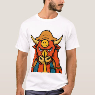 Süßes Cartoon-Stier-Krieger-T-Shirt Lustiges Tie T-Shirt