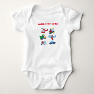 Süßes Cartoon-Transport T-Shirt mit individuellem Baby Strampler