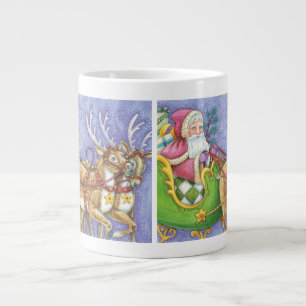 Süßes Cartoon-Weihnachten Santa Claus Schlitten Re Jumbo-Tasse