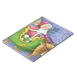 Süßes Cartoon-Weihnachten Santa Claus Schlitten Re Notizblock