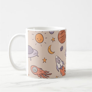 Süßes Cartoon-Weltraum-Nahtloses Musterdesign Kaffeetasse