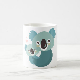 Süßes Cartoonkoalamutter- und -babyumarmen Kaffeetasse