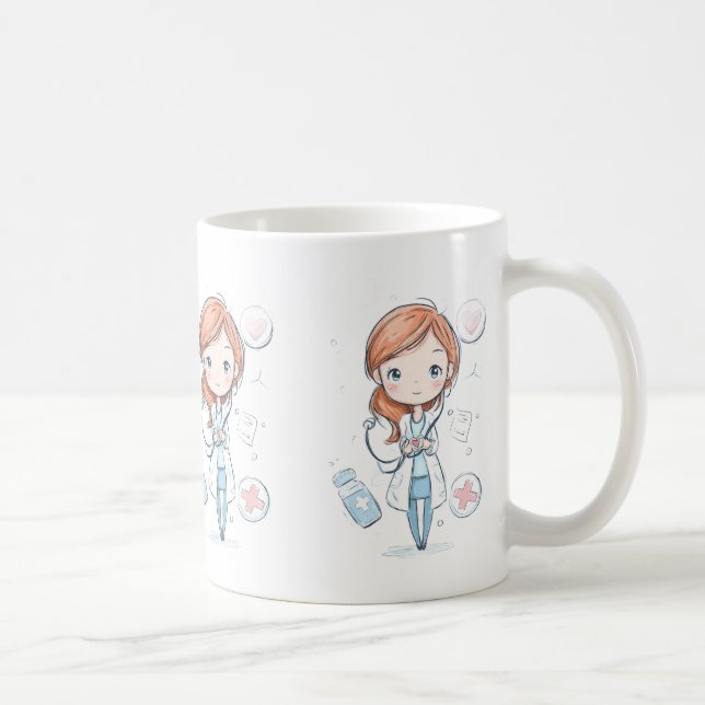 Süßes Chibi-Arzt-Tassendesign Kaffeetasse (Rechts)