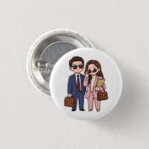 Süßes Chibi K-Drama Anwalt Paar Button Pin