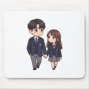Süßes Chibi K-Drama Schulpaar Mauspad