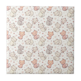 Süßes Chibi-Katzen-Muster - Kinder Kawaii Kätzchen Fliese