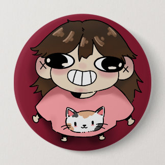 Süßes Chibi-Mädchen in rosa Katzenshirt-Knopf Button