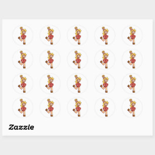 Süßes Chibi-Mädchen Pommes Frites Haar Cartoon Cha Runder Aufkleber
