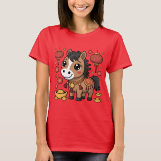 Süßes chinesisches Neujahrs-Pferd-Shirt | Lunar Ne T-Shirt