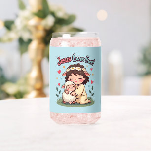 Süßes christliches "Jesus liebt Dich" Pastell-Desi Dosenglas