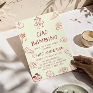 Süßes Ciao Bambino Cream Italienische Babyparty Einladung