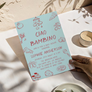Süßes Ciao Bambino Minz Italienische Babyparty Einladung