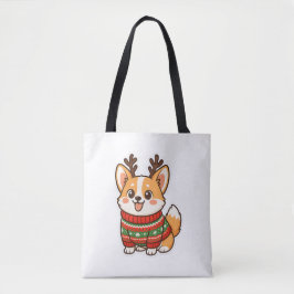 Süßes Corgi-Hund hässlicher Weihnachtspullover Hol Tasche