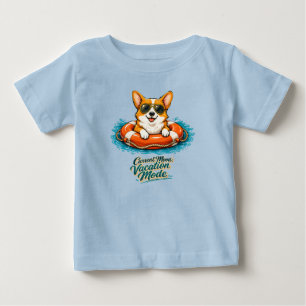 Süßes Corgi-Sommerurlaubs-Modus-T-Shirt Baby T-shirt