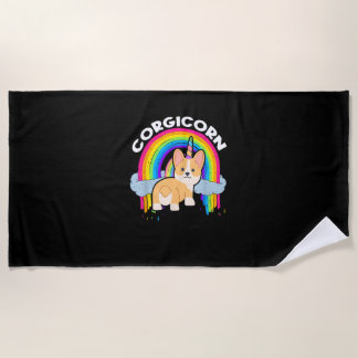 Süßes Corgicorn _ Einhorn Regenbogen _ Corgi Besit Strandtuch