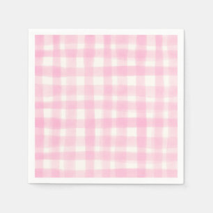 Süßes Cottage Rosa Gingham-Baby-Shower-Party Serviette