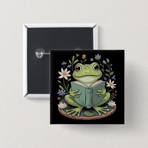 Süßes Cottagecore-Blumen-Frosch-Ästhetik-Natur Button