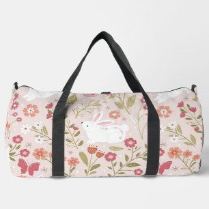 Süßes Cottagecore-Kaninchen und Botanik Duffle Bag