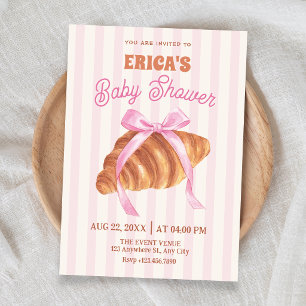 Süßes Croissant-Schleifen-Baby-Shower Einladung