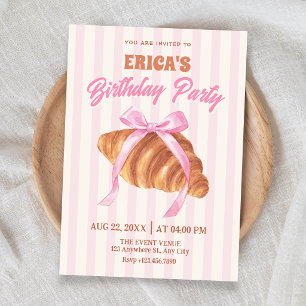 Süßes Croissant-Schleifen-Geburtstag Einladung