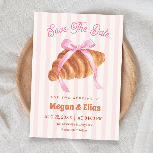 Süßes Croissant-Schleifen-Hochzeit Save The Date