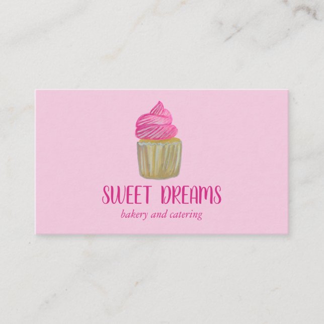 Süßes Cupcake Catering Bäckerei Charme Pink CUSTOM Visitenkarte (Vorderseite)