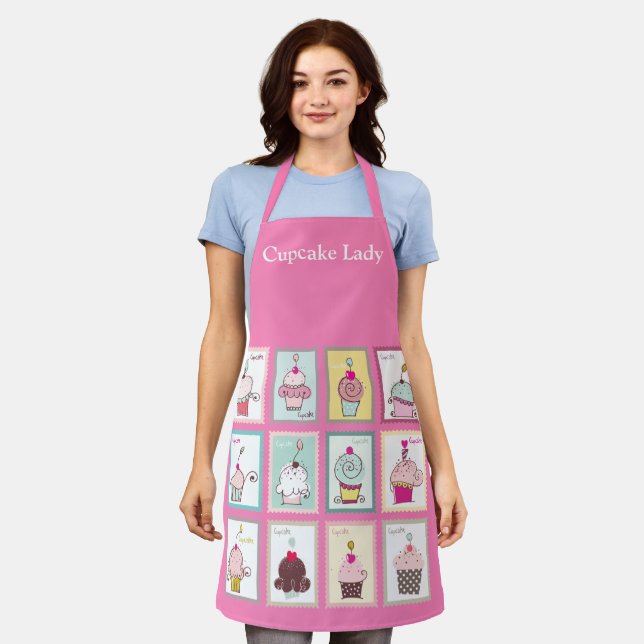 Süßes Cupcake Desserts ganz nach Maß rosa Schürze (Getragen)