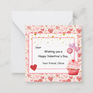 Süßes Cupcake Valentinstag für Kinder Mitteilungskarte