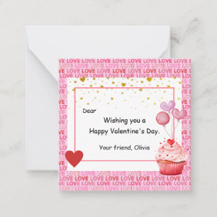 Süßes Cupcake Valentinstag für Kinder Mitteilungskarte