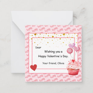 Süßes Cupcake Valentinstag für Kinder Mitteilungskarte