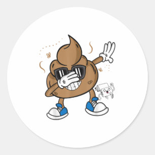 Süßes Dabbing-Kot-Shirt - Lustiges Emoticon Ich Ha Runder Aufkleber