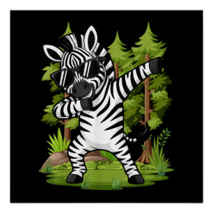 Süßes Dabbing-Zebra Lustiges Zebra-Tanz-Tier Poster