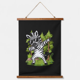 Süßes Dabbing-Zebra Lustiges Zebra-Tanz-Tier  Wandteppich Mit Holzrahmen