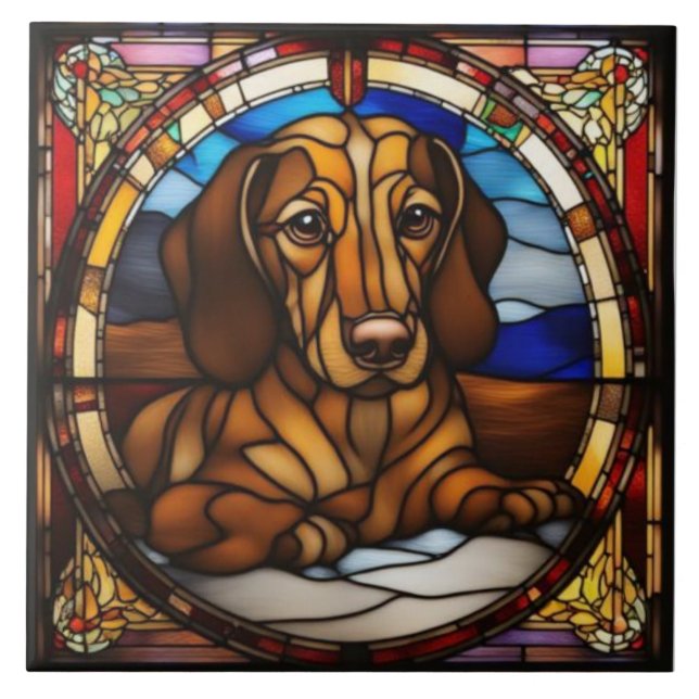 Süßes Dachshund-Dekoratives Keramikfliese (Vorderseite)