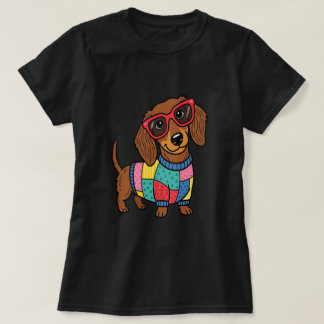 Süßes Dachshund-Hund-Shirt mit Sonnenbrille T-Shirt