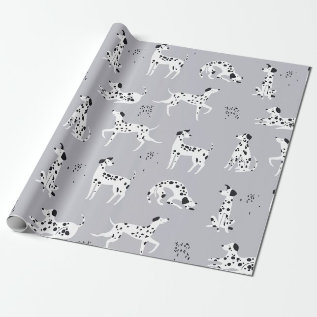 Süßes Dalmatiner-Hund-Muster Geschenkpapier (Ungerollt)