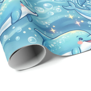 Süßes Delfin-Ozean-Nahtloses Muster Geschenkpapier