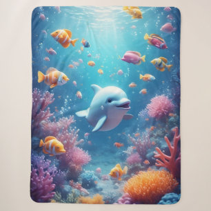 Süßes Delfin-Ozean-Thema für Kinderzimmer-Dekorati Sherpadecke
