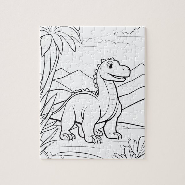 Süßes Dinosaurier-Dschungel-Tier-Farben-Puzzle (Vertikal)