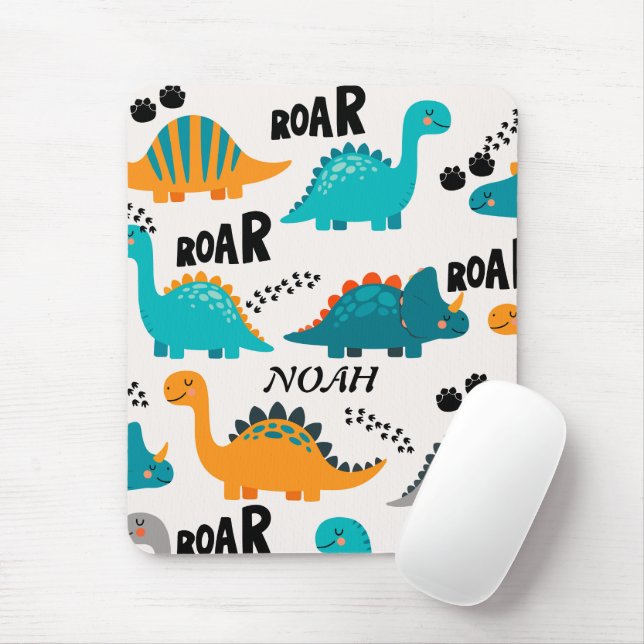 Süßes Dinosaurier-Muster mit individuellem Monogra Mousepad (Mit Mouse)