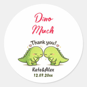 Süßes Dinosaurier-Paar Hochzeit Danke Runder Aufkleber