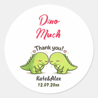 Süßes Dinosaurier-Paar Hochzeit Danke Runder Aufkleber